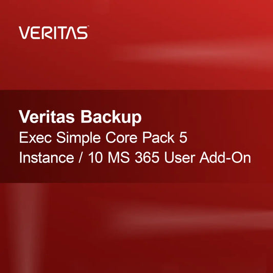 Veritas Backup Exec Simple Core Pack 5 instancji / dodatek na 10 użytkowników MS 365